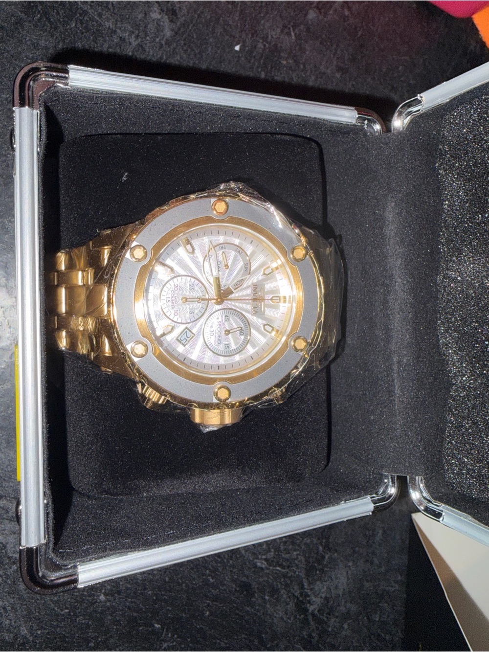 Invicta Gold-Tone Men's Chronograph Watch with Silver Accents
